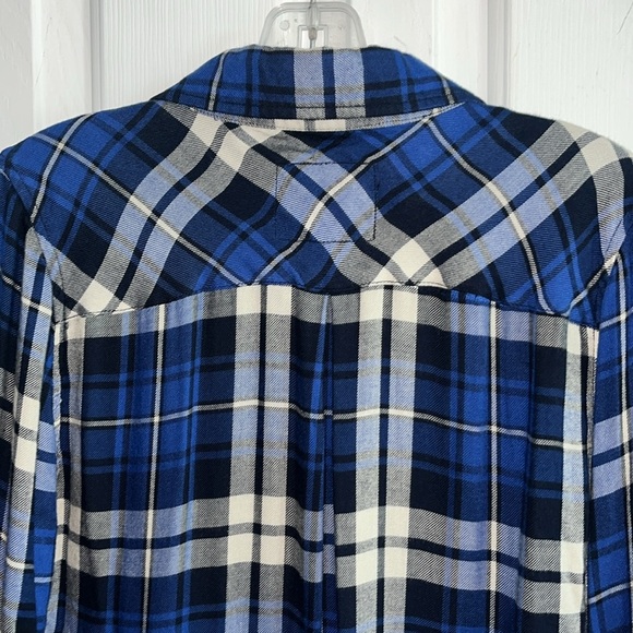 Rails Hunter Blue Plaid Button Down Flannel Blouse Size X-Small - Picture 4 of 8